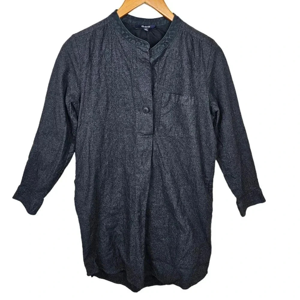Madewell Madewell Charcoal Gray Wool Cotton Flannel Latitude‎ Shirtdress E0910